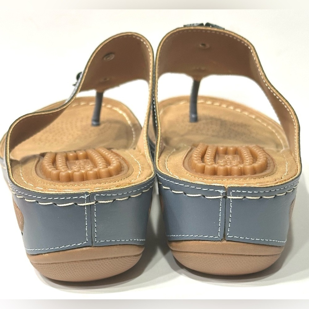 Ecetana Womens Sandals Platform Wedge: Comfortable Dressy Blue Size 40, New - Picture 7 of 15